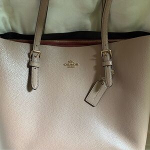 Coach Beige Leather Tote Bag